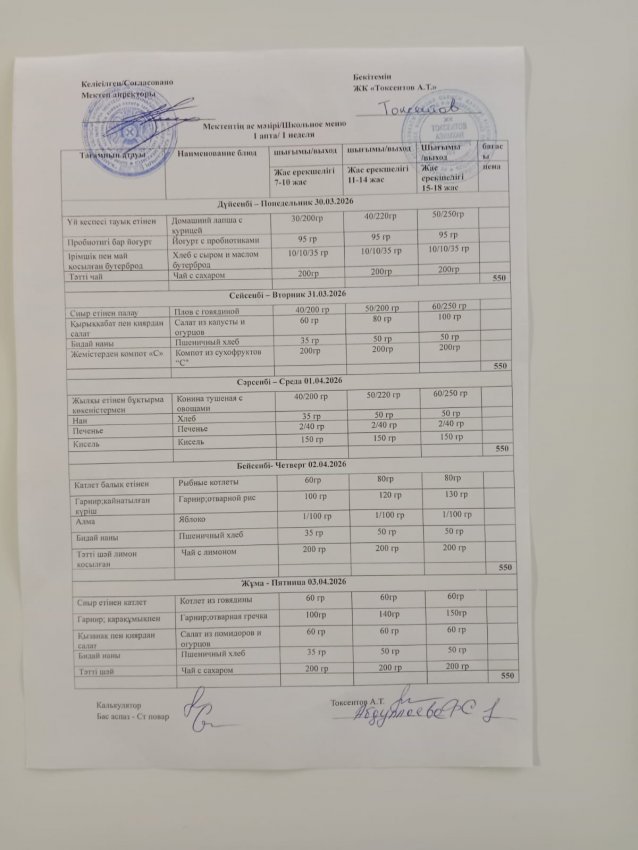 Апталық мзірі!